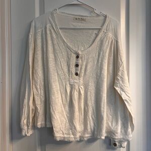 Free‎ People White Linen Cotton Blend Long sleeved Oversized Fit Size Medium